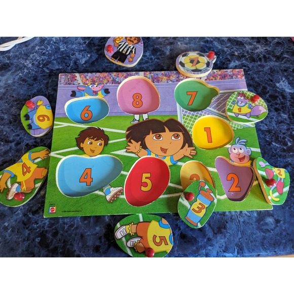 Mattel Toys Dora The Explorer Counting Puzzle Handles Soccer Theme Poshmark